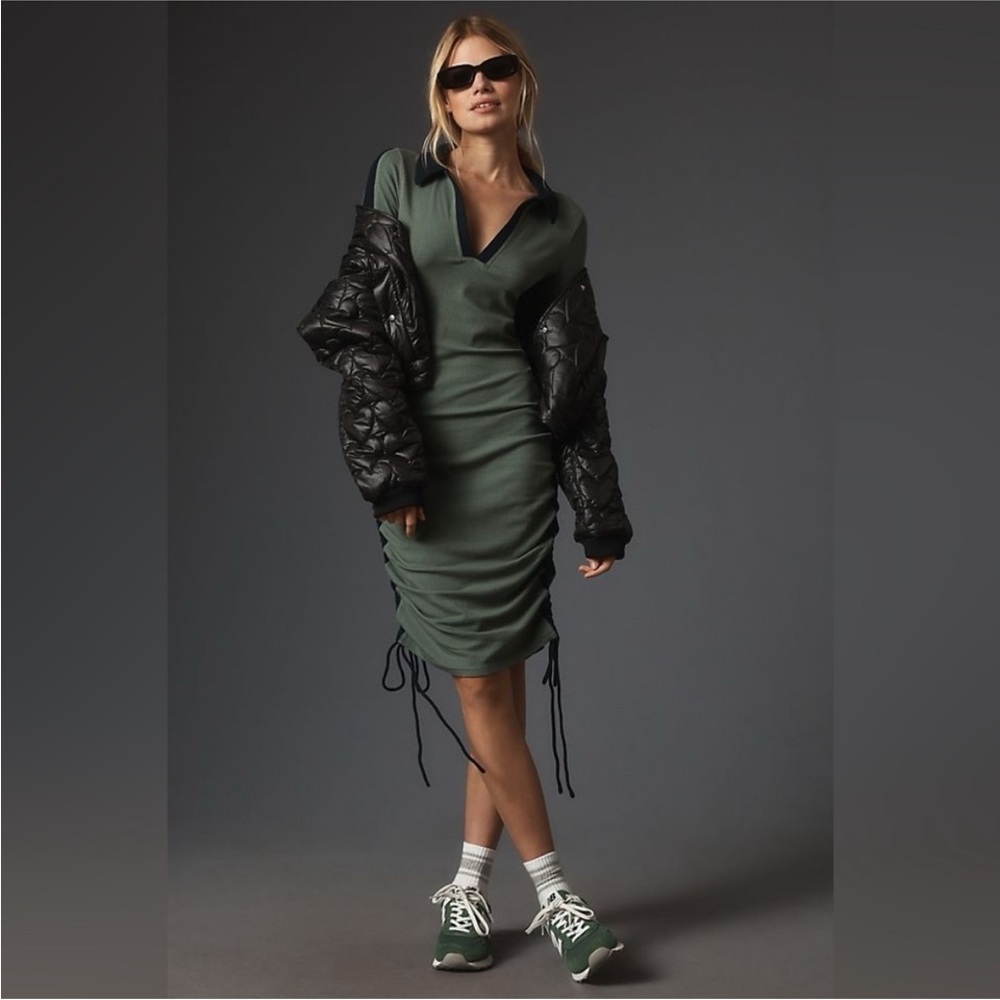 Anthropologie Long-Sleeve Colorblock Polo Dress